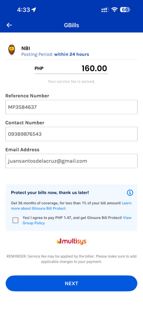 Enter Your Payment Details - NBI Clearance GCash Payment