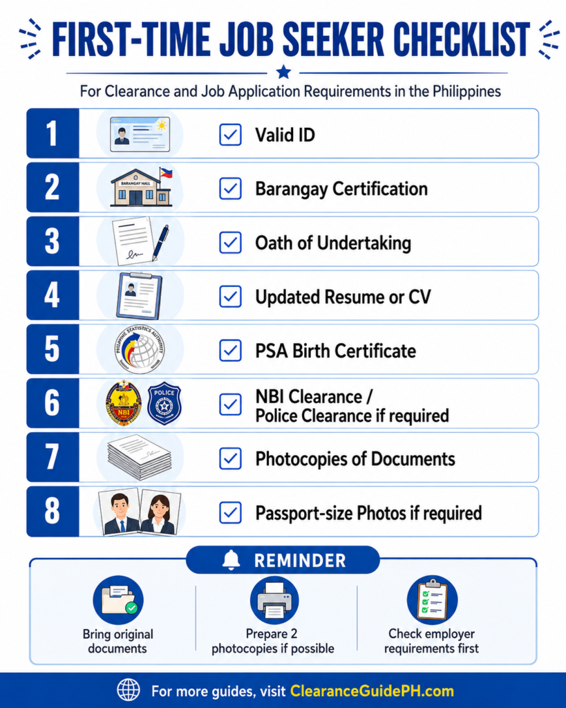 Barangay clearance First-time job seeker checklist guide