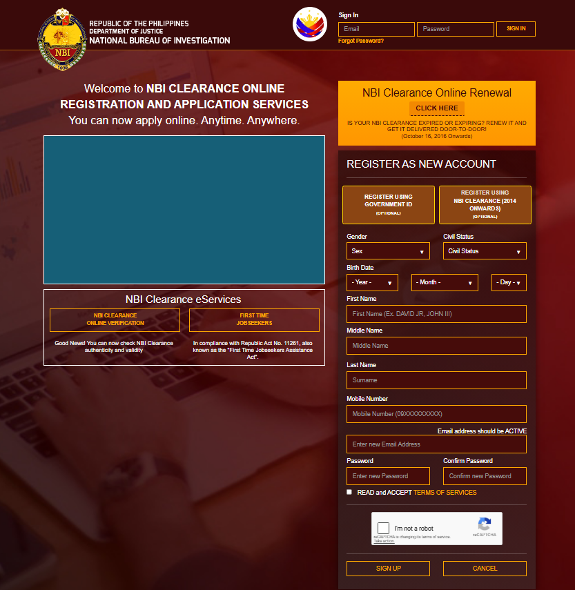 Official NBI Clearance Online Portal