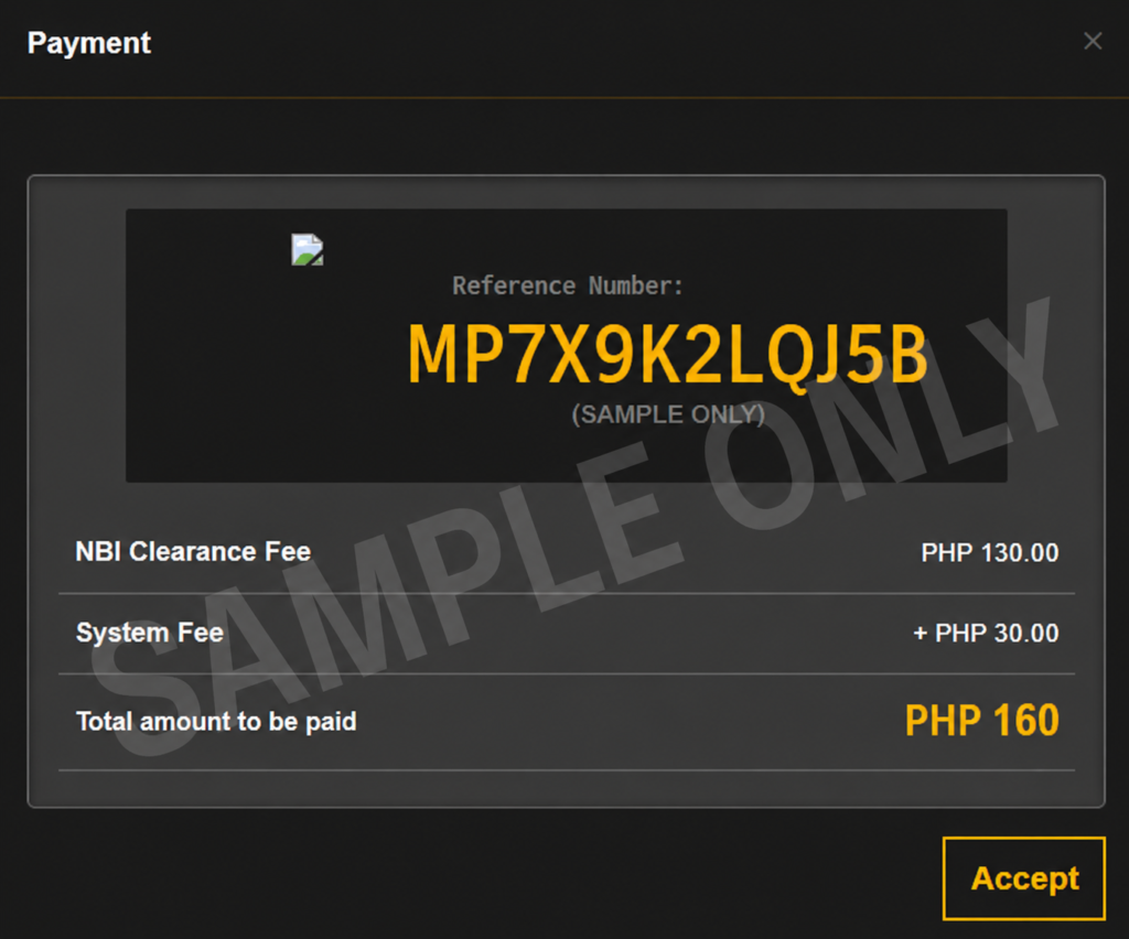 NBI Clearance Reference Number Sample Only