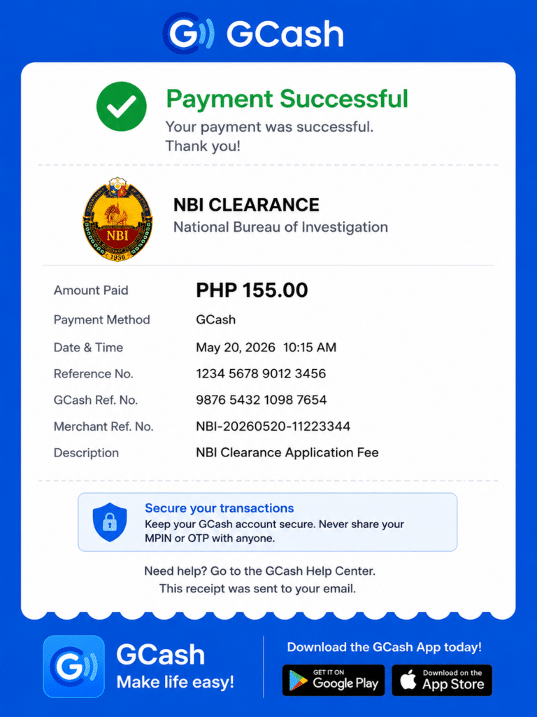Sample GCash successful receipt
