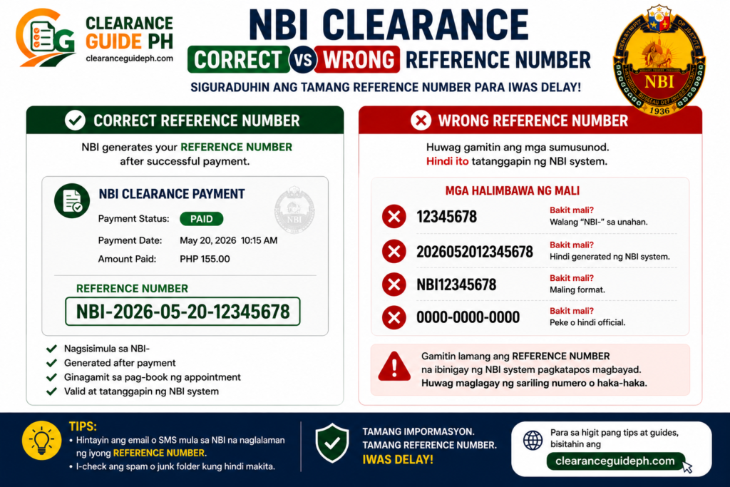 Sample correct vs wrong reference number