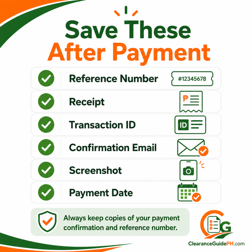 NBI Clearance payment confirmation checklist