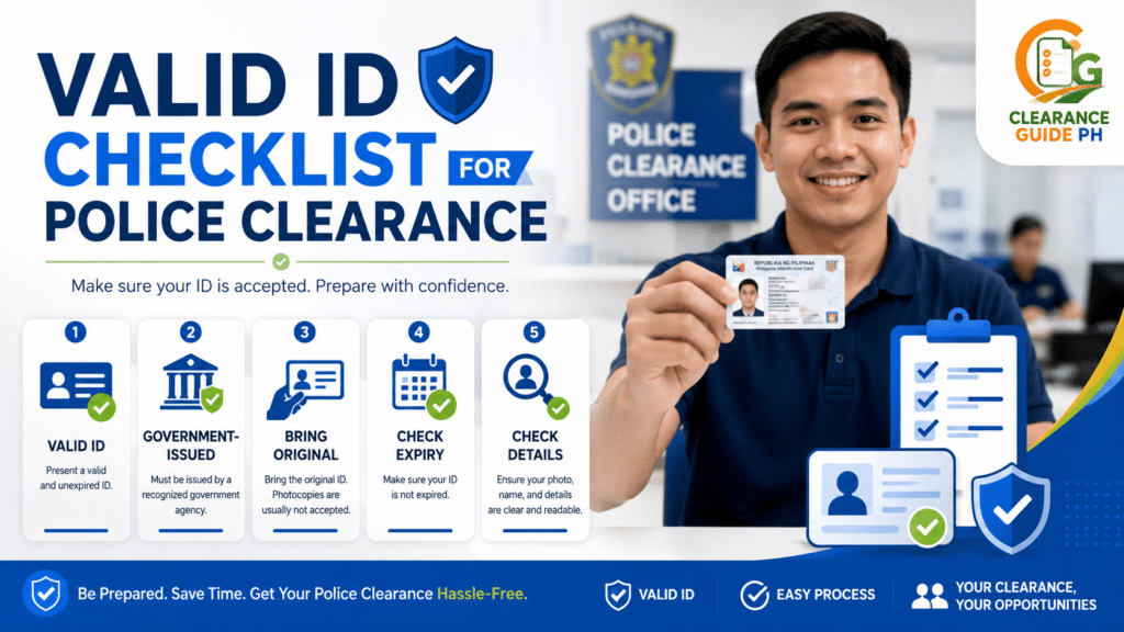 Valid ID checklist for Police Clearance