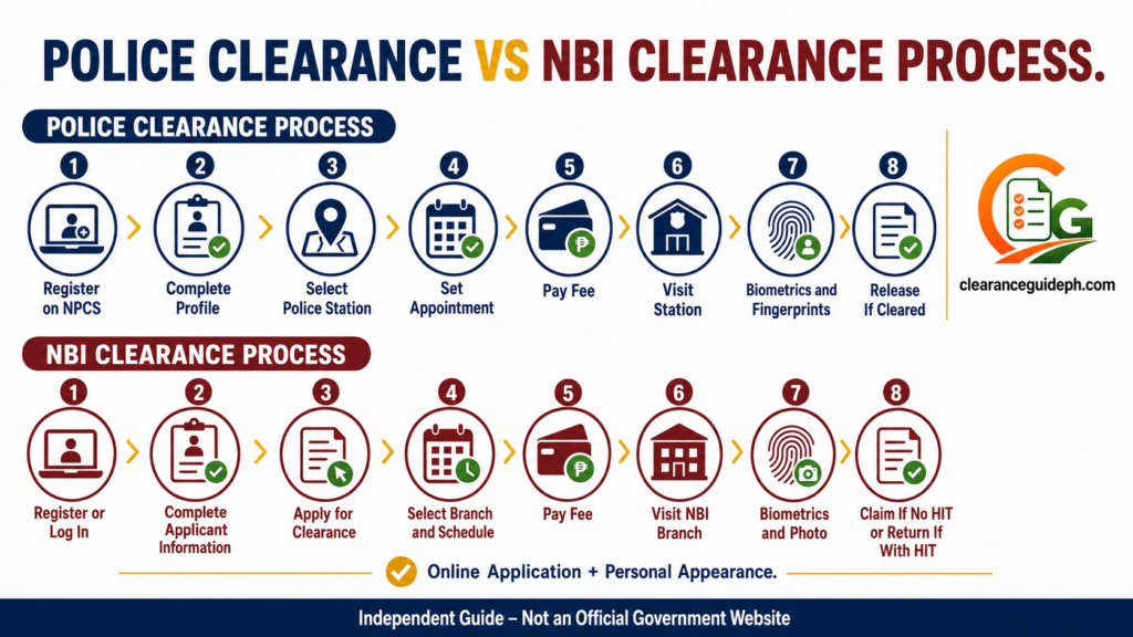 Police Clearance and NBI Clearance application process comparison