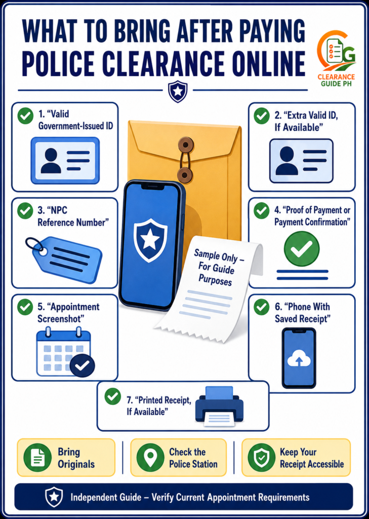 What to bring after paying Police Clearance online